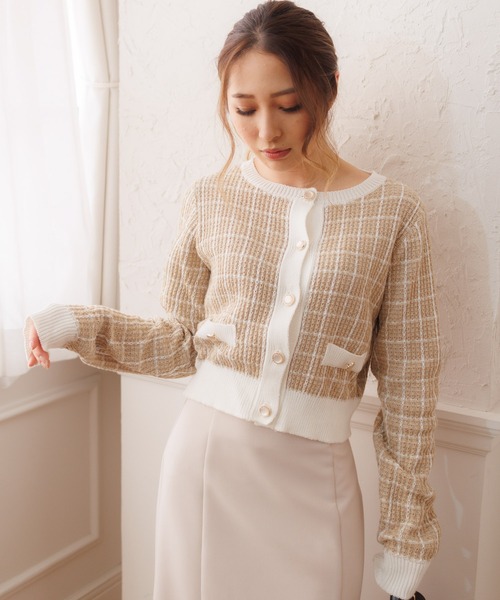 LIPSERVICE（リップサービス）の「springツイードニットショートカーディガン（カーディガン/ボレロ・レディース・ホワイト/ライトブルー/イエロー・FREE）」の13枚目の写真