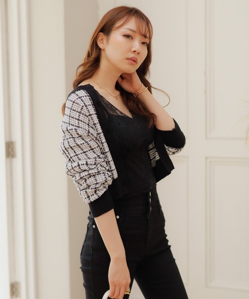 LIPSERVICE（リップサービス）の「springツイードニットショートカーディガン（カーディガン/ボレロ・レディース・ホワイト/ライトブルー/イエロー・FREE）」の17枚目の写真