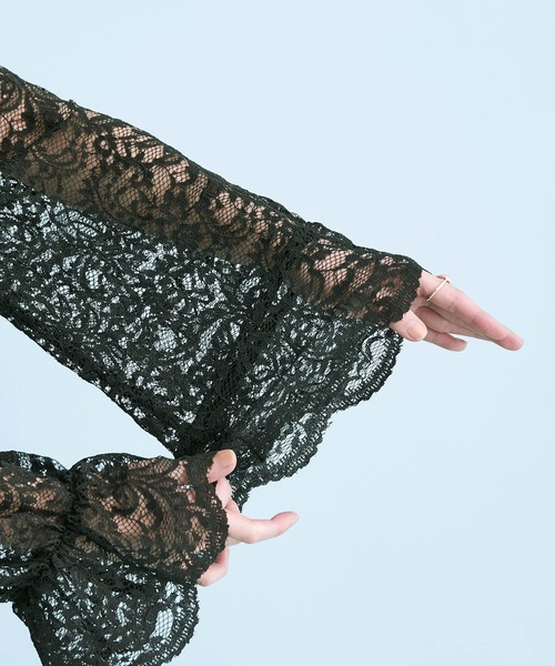 【DRESS】レース袖ドッキングワンピース