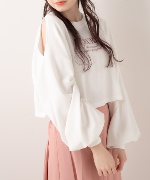 OLIVE des OLIVE（オリーブデオリーブ）の「オープンショルダー刺繍プルオーバー/カットアウトトップス（スウェット・レディース・ネイビー/グレー/オフホワイト・FREE）」の7枚目の写真