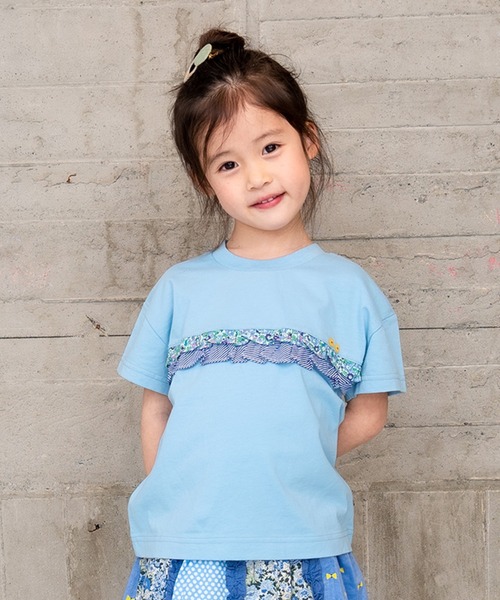 RAGMART（ラグマート）の「フリルTシャツ（Tシャツ/カットソー・キッズ・レッド/オフホワイト/サックスブルー・130cm/100cm/120cm/110cm）」の2枚目の写真