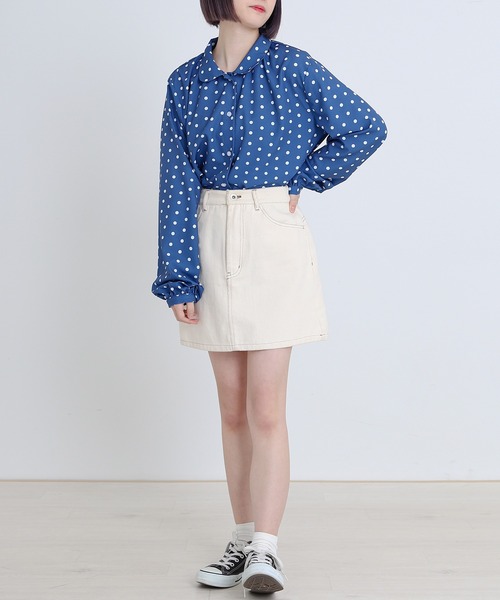AD2021 丸襟ドットブラウス ラウンドカラー AD2021 丸襟ドットブラウス ラウンドカラー
