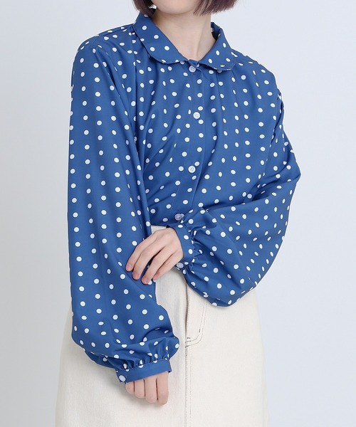 PairPair(ペアペア)の「丸襟ドットブラウス(シャツ/ブラウス・レディース・ピンク/オレンジ/ブルー・フリー)」の8枚目の写真