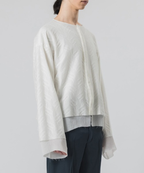 SASQUATCHfabrix.(サスクワァッチファブリックス)の「Sasquatchfabrix./サスクワッチファブリックス/TARBAL LACE NONECK L/S SHIRT JKT(ノーカラージャケット・メンズ・ブラック/ホワイト・LARGE)」の6枚目の写真