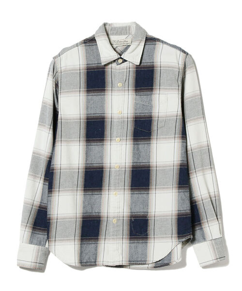 REMI RELIEF（レミレリーフ）の「REMI RELIEF × BEAMS PLUS / 別注 Indigo Check Shirt（シャツ/ブラウス・メンズ・ホワイト/サックスブルー・SMALL/MEDIUM/LARGE/X-LARGE）」の16枚目の写真