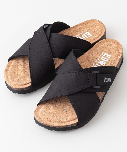 EDWIN（エドウィン）の「【EDWIN/エドウィン】リップストップ　クロスベルトサンダル　ワンポイントブランドロゴ（サンダル・メンズ・ブラック/カーキ/マスタード/ベージュ・25cm/27cm/28cm/26cm）」の2枚目の写真