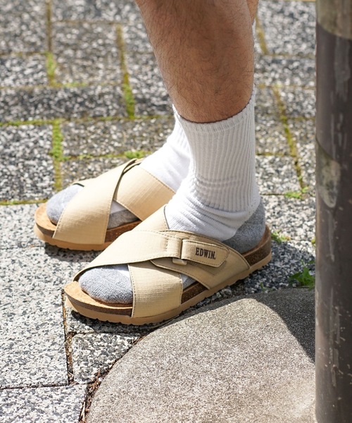 EDWIN（エドウィン）の「【EDWIN/エドウィン】リップストップ　クロスベルトサンダル　ワンポイントブランドロゴ（サンダル・メンズ・ブラック/カーキ/マスタード/ベージュ・25cm/27cm/28cm/26cm）」の15枚目の写真