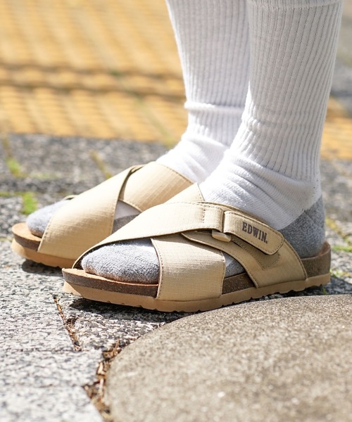 EDWIN（エドウィン）の「【EDWIN/エドウィン】リップストップ　クロスベルトサンダル　ワンポイントブランドロゴ（サンダル・メンズ・ブラック/カーキ/マスタード/ベージュ・25cm/27cm/28cm/26cm）」の14枚目の写真
