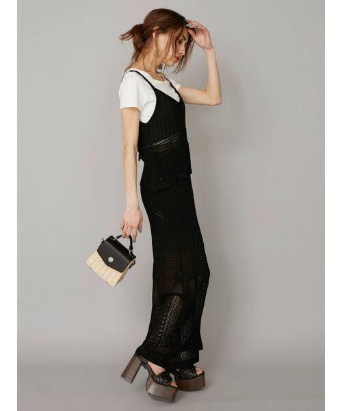 EVRIS(エヴリス)の「クロシェニットロングスカート【セットアップ着用可能】(スカート・レディース・ブラック/グリーン/アイボリー・FREE)」の10枚目の写真