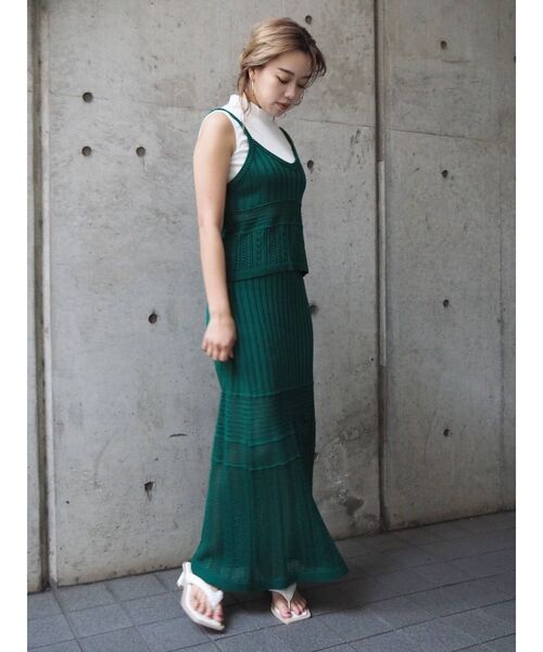 EVRIS(エヴリス)の「クロシェニットロングスカート【セットアップ着用可能】(スカート・レディース・ブラック/グリーン/アイボリー・FREE)」の12枚目の写真