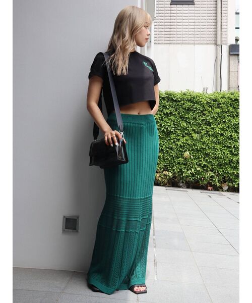 EVRIS(エヴリス)の「クロシェニットロングスカート【セットアップ着用可能】(スカート・レディース・ブラック/グリーン/アイボリー・FREE)」の14枚目の写真