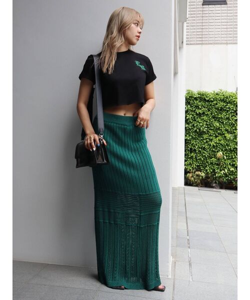 EVRIS(エヴリス)の「クロシェニットロングスカート【セットアップ着用可能】(スカート・レディース・ブラック/グリーン/アイボリー・FREE)」の17枚目の写真