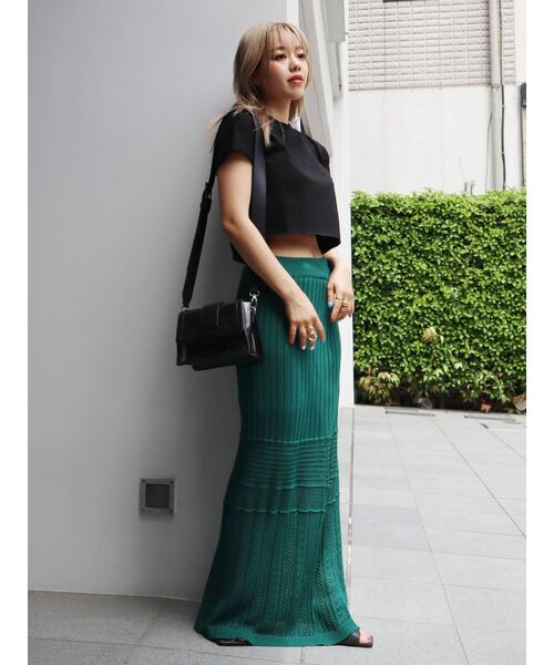 EVRIS(エヴリス)の「クロシェニットロングスカート【セットアップ着用可能】(スカート・レディース・ブラック/グリーン/アイボリー・FREE)」の18枚目の写真