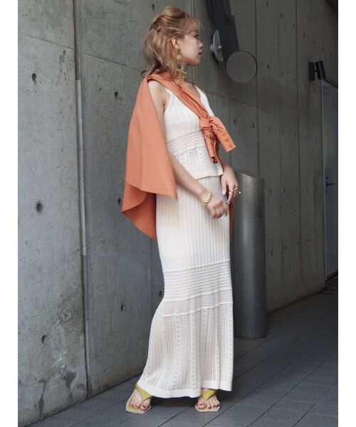 EVRIS(エヴリス)の「クロシェニットロングスカート【セットアップ着用可能】(スカート・レディース・ブラック/グリーン/アイボリー・FREE)」の22枚目の写真