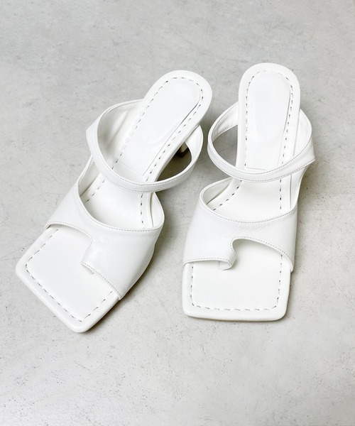 StyleSea（スタイルシー）の「スクエアトゥトングサンダル（サンダル・レディース・イエロー/ホワイト/ライトグリーン/ボルドー/ブラック・25cm/23cm/24.5cm/24cm/23.5cm/22.5cm）」の2枚目の写真