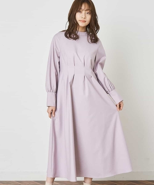 A de a.v.v(アードアー・ヴェ・ヴェ)の「ハイネックタックフレアーワンピ―ス(ワンピース・レディース・ライトパープル/ベージュ/ブラック・36/38)」の13枚目の写真