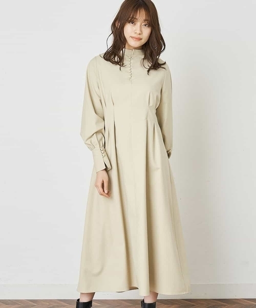 A de a.v.v(アードアー・ヴェ・ヴェ)の「ハイネックタックフレアーワンピ―ス(ワンピース・レディース・ライトパープル/ベージュ/ブラック・36/38)」の14枚目の写真