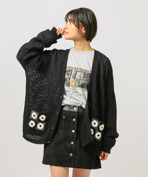 B.C STOCK(ベーセーストック)の「CRH CROCHET KNIT CARDIGAN(ニット/セーター・メンズ・ブラック/ホワイト系その他・MEDIUM/LARGE)」の3枚目の写真