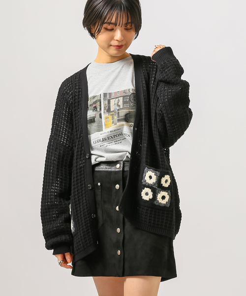 B.C STOCK(ベーセーストック)の「CRH CROCHET KNIT CARDIGAN(ニット/セーター・メンズ・ブラック/ホワイト系その他・MEDIUM/LARGE)」の4枚目の写真