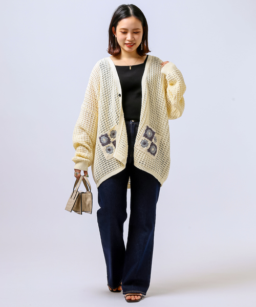 B.C STOCK(ベーセーストック)の「CRH CROCHET KNIT CARDIGAN(ニット/セーター・メンズ・ブラック/ホワイト系その他・MEDIUM/LARGE)」の5枚目の写真