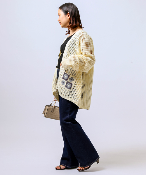 B.C STOCK(ベーセーストック)の「CRH CROCHET KNIT CARDIGAN(ニット/セーター・メンズ・ブラック/ホワイト系その他・MEDIUM/LARGE)」の6枚目の写真