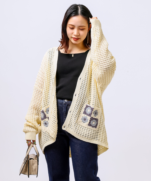 B.C STOCK(ベーセーストック)の「CRH CROCHET KNIT CARDIGAN(ニット/セーター・メンズ・ブラック/ホワイト系その他・MEDIUM/LARGE)」の9枚目の写真