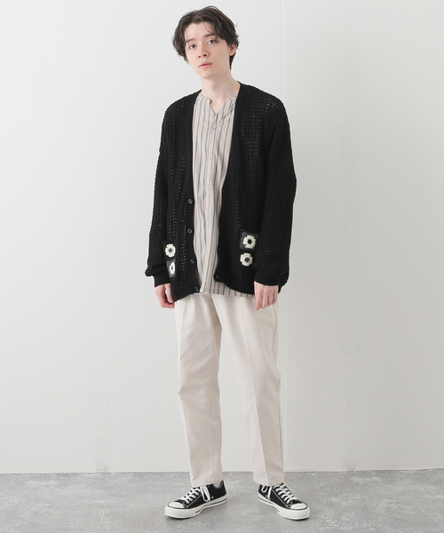 B.C STOCK(ベーセーストック)の「CRH CROCHET KNIT CARDIGAN(ニット/セーター・メンズ・ブラック/ホワイト系その他・MEDIUM/LARGE)」の14枚目の写真