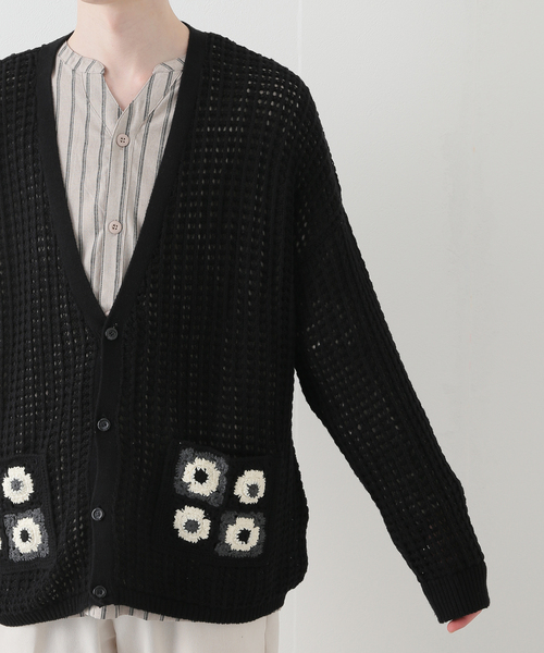 B.C STOCK(ベーセーストック)の「CRH CROCHET KNIT CARDIGAN(ニット/セーター・メンズ・ブラック/ホワイト系その他・MEDIUM/LARGE)」の20枚目の写真