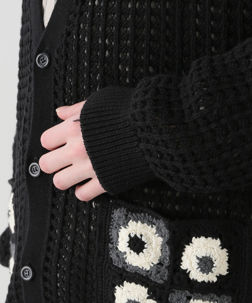 B.C STOCK(ベーセーストック)の「CRH CROCHET KNIT CARDIGAN(ニット/セーター・メンズ・ブラック/ホワイト系その他・MEDIUM/LARGE)」の21枚目の写真