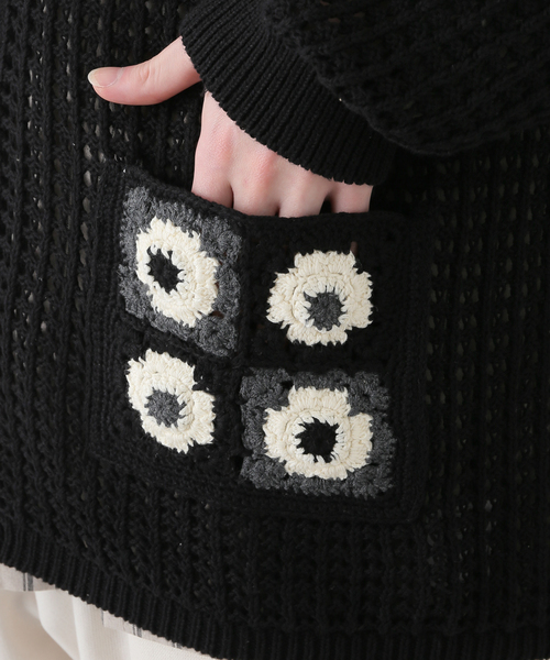 B.C STOCK(ベーセーストック)の「CRH CROCHET KNIT CARDIGAN(ニット/セーター・メンズ・ブラック/ホワイト系その他・MEDIUM/LARGE)」の22枚目の写真