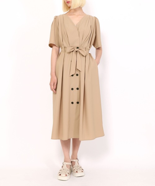 PUNYUS（プニュズ）の「カシュクールロングワンピース（ワンピース・レディース・ベージュ/グリーン/ダークグレー・1/2/4/3）」の3枚目の写真