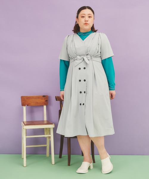 PUNYUS（プニュズ）の「カシュクールロングワンピース（ワンピース・レディース・ベージュ/グリーン/ダークグレー・1/2/4/3）」の15枚目の写真