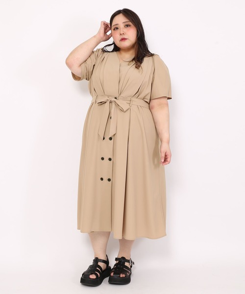 PUNYUS（プニュズ）の「カシュクールロングワンピース（ワンピース・レディース・ベージュ/グリーン/ダークグレー・1/2/4/3）」の17枚目の写真