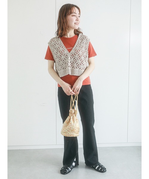 ehka sopo(エヘカソポ)の「ちびロゴTシャツ(Tシャツ/カットソー・レディース・ブラック/サックスブルー/オレンジ/オフホワイト・フリ-)」の12枚目の写真