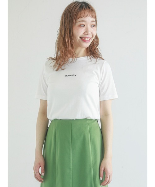ehka sopo(エヘカソポ)の「ちびロゴTシャツ(Tシャツ/カットソー・レディース・ブラック/サックスブルー/オレンジ/オフホワイト・フリ-)」の19枚目の写真