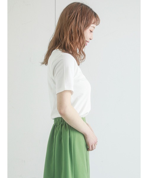 ehka sopo(エヘカソポ)の「ちびロゴTシャツ(Tシャツ/カットソー・レディース・ブラック/サックスブルー/オレンジ/オフホワイト・フリ-)」の20枚目の写真