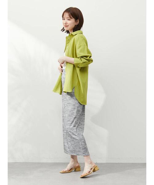 Green Parks(グリーンパークス)の「ベルギーリネンレギュラーシャツ(シャツ/ブラウス・レディース・オフホワイト/グリーン/ダークグレー/モカ・FREE)」の12枚目の写真