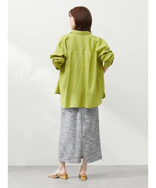 Green Parks(グリーンパークス)の「ベルギーリネンレギュラーシャツ(シャツ/ブラウス・レディース・オフホワイト/グリーン/ダークグレー/モカ・FREE)」の10枚目の写真