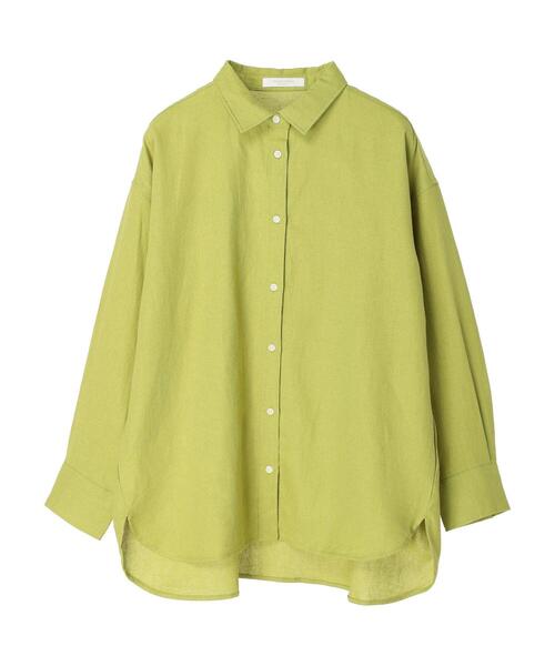 Green Parks(グリーンパークス)の「ベルギーリネンレギュラーシャツ(シャツ/ブラウス・レディース・オフホワイト/グリーン/ダークグレー/モカ・FREE)」の18枚目の写真