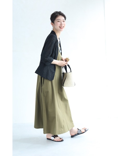 黒）小柄さんに丁度良い丈。肩パッド入りシアーレースジャケット