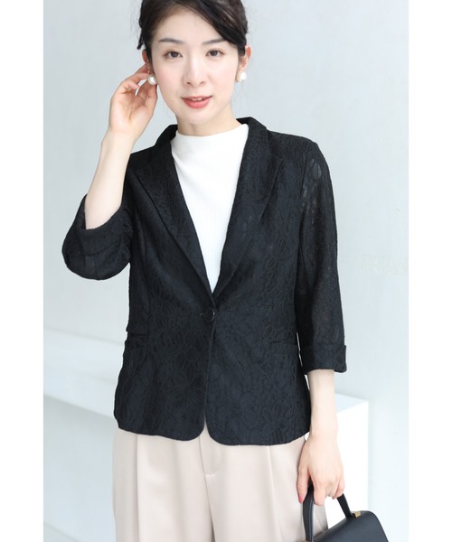 cawaii(カワイイ)の「(黒)小柄さんに丁度良い丈。肩パッド入りシアーレースジャケット(その他アウター・レディース・ブラック・FREE)」の14枚目の写真