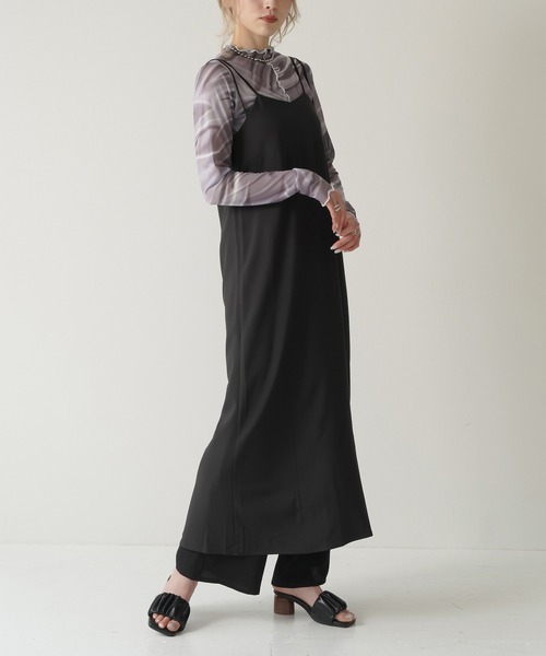 Lull（ルル）の「【Lull / ルル】ダブルストラップキャミワンピース（ワンピース・レディース・グリーン/ブラック/オレンジ/ピンク・ONESIZE）」の2枚目の写真