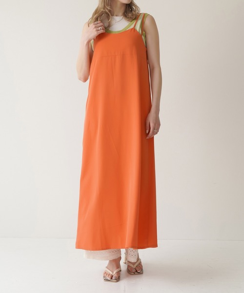 Lull（ルル）の「【Lull / ルル】ダブルストラップキャミワンピース（ワンピース・レディース・グリーン/ブラック/オレンジ/ピンク・ONESIZE）」の8枚目の写真