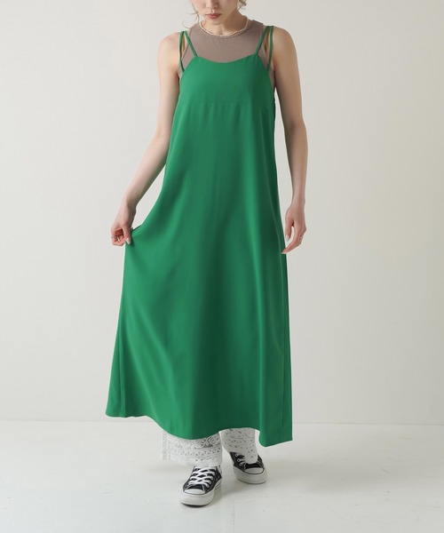 Lull（ルル）の「【Lull / ルル】ダブルストラップキャミワンピース（ワンピース・レディース・グリーン/ブラック/オレンジ/ピンク・ONESIZE）」の9枚目の写真