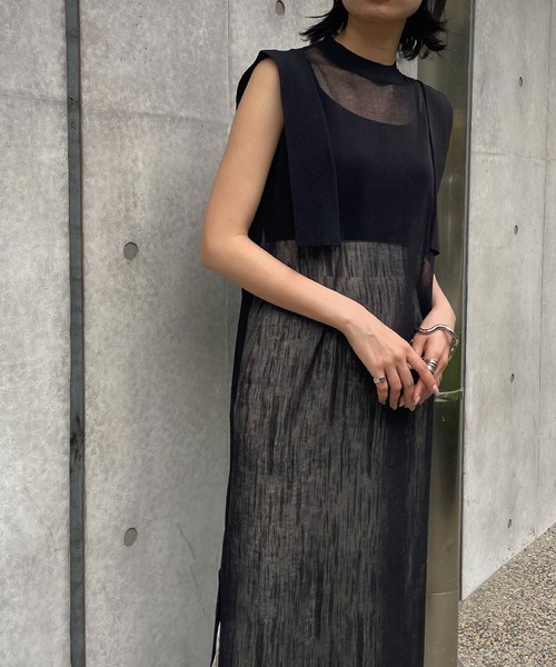 &g'aime(アンジェム)の「【&g’aime】シアーロングニットチュニック(チュニック・レディース・ブラック/オフホワイト/グリーン・FREE)」の3枚目の写真