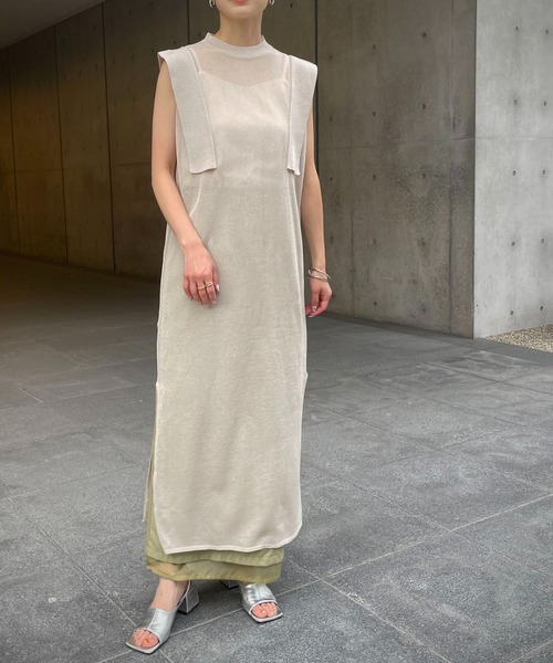 &g'aime(アンジェム)の「【&g’aime】シアーロングニットチュニック(チュニック・レディース・ブラック/オフホワイト/グリーン・FREE)」の19枚目の写真