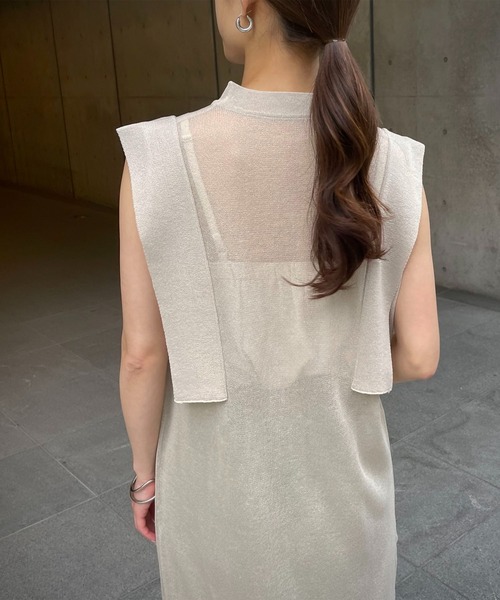 &g'aime(アンジェム)の「【&g’aime】シアーロングニットチュニック(チュニック・レディース・ブラック/オフホワイト/グリーン・FREE)」の5枚目の写真