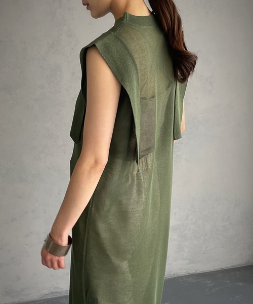 &g'aime(アンジェム)の「【&g’aime】シアーロングニットチュニック(チュニック・レディース・ブラック/オフホワイト/グリーン・FREE)」の17枚目の写真