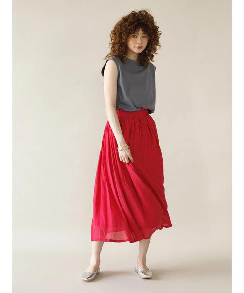 koe（コエ）の「ウエストフリルギャザースカート（スカート・レディース・グリーン/ブルー/ピンク・M）」の5枚目の写真