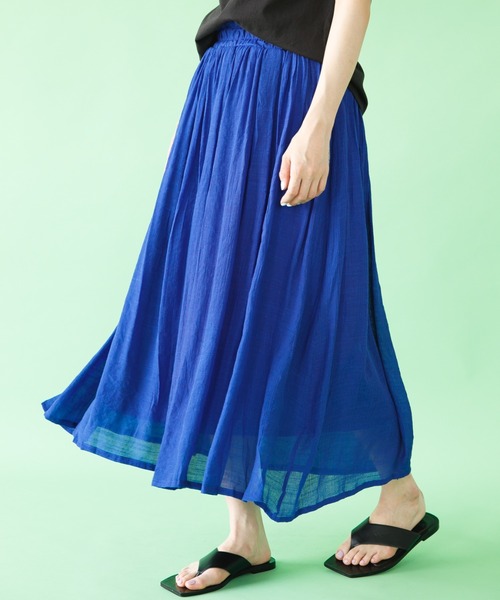 koe（コエ）の「ウエストフリルギャザースカート（スカート・レディース・グリーン/ブルー/ピンク・M）」の3枚目の写真